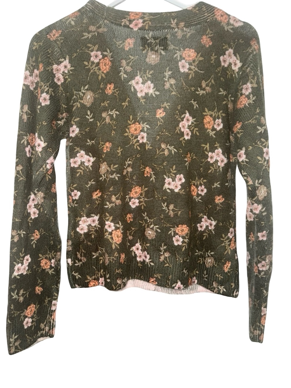 Lucky Brand Olive Green Floral V‑Neck Button Cardigan - Picture 5 of 6